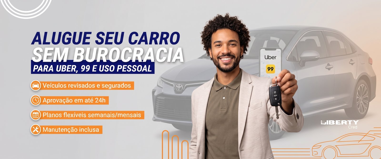 Alugue seu carro sem burocracia na Liberty Auto